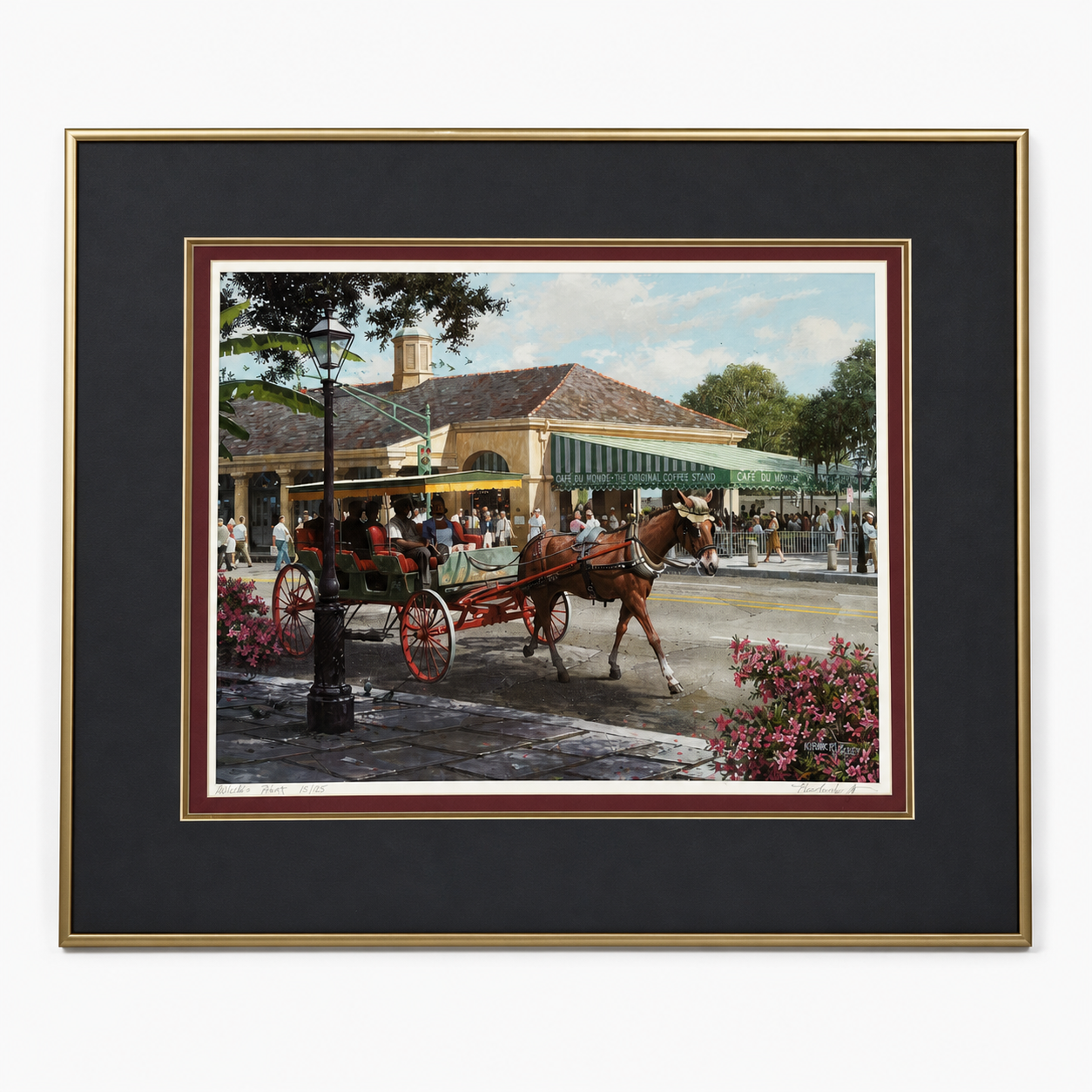 Front inspection view of the framed Café du Monde artist proof by James L. Kendrick III